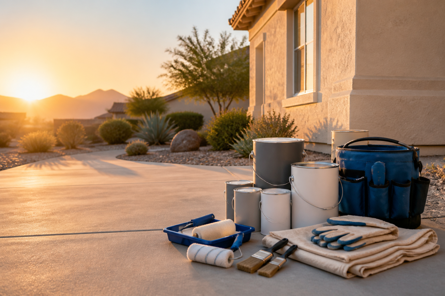 Painting materials prepared for a community project
